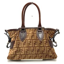 Fendi-Fendi Zucca FF Pattern Handbag-Brown