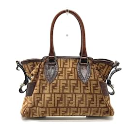 Fendi-Fendi Zucca FF Pattern Handbag-Brown