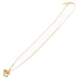 Yves Saint Laurent-Yves Saint Laurent YSL Logo Gold Plated Pendant Necklace-Golden