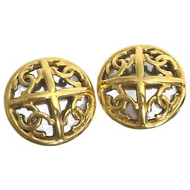 Boucles d'oreilles clips en or vintage Chanel 93P Doré