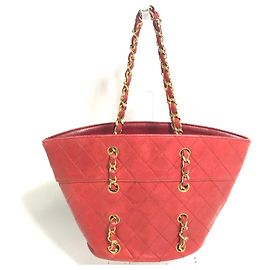 Sac à épaule en cuir rouge vintage Chanel Rouge
