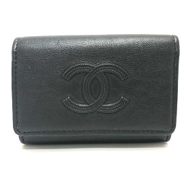 Chanel Black Leather Keycase Black