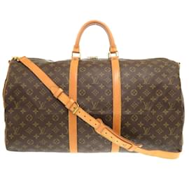 Louis Vuitton-Louis Vuitton Keepall Bandouliere 55 Monogram Boston Bag-Brown