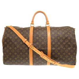 Louis Vuitton-Louis Vuitton Keepall Bandouliere 55 Monogram Boston Bag-Brown