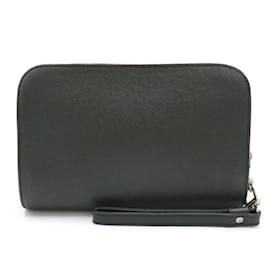 Louis Vuitton-Louis Vuitton Taiga Baikal Clutch Handbag-Black,Grey