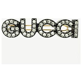 Presilha de cabelo em cristal Gucci Preto Dourado Outro