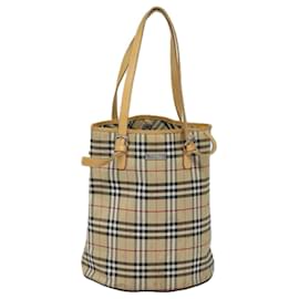 Autre Marque-Burberrys Nova Check Blue Label Shoulder Bag Canvas Beige Auth 81140-Beige