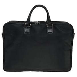 Burberry-BURBERRY Nova Check Black label Business Bag Nylon Black Auth 80168-Black