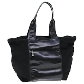 Gucci-GUCCI Tote Bag Leather Canvas Black 019 2058 Auth 79287-Black