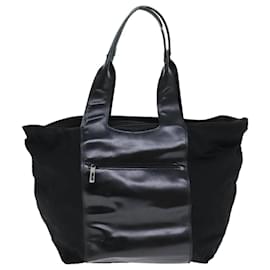Gucci-GUCCI Tote Bag Leather Canvas Black 019 2058 Auth 79287-Black