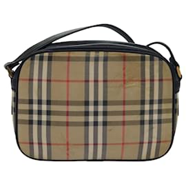 Autre Marque-Burberrys Nova Check Schultertasche aus Canvas Beige Schwarz Auth bs15721-Schwarz,Beige