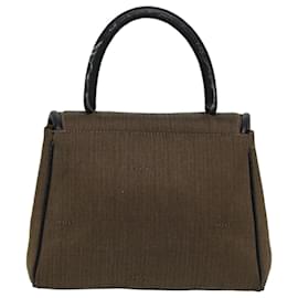 Fendi-Sac à main en toile Pecan FENDI marron noir Auth 81839-Marron,Noir