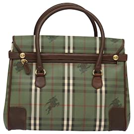 Autre Marque-Burberrys Nova Check Hand Bag PVC Leather Green Auth 81321-Green