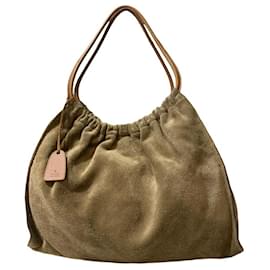 Gucci-GUCCI suede bag period Tom Ford-Cognac,Olive green