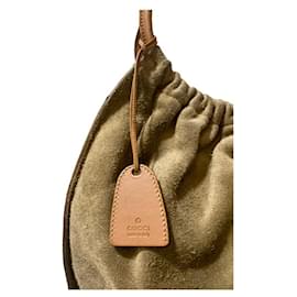 Gucci-GUCCI suede bag period Tom Ford-Cognac,Olive green