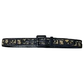 Christian Dior-DIOR leather belt 'Oblique'-White,Blue