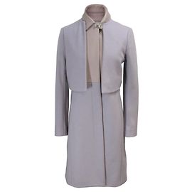 The Row Lilac Wool and Lambskin Leather Coat Purple