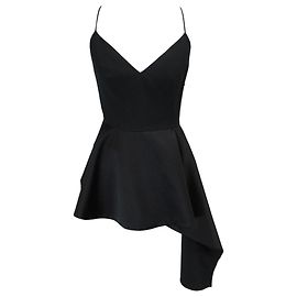 Top peplum assimétrico de cetim preto Alexander McQueen 2023 Preto