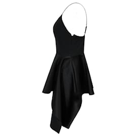 Alexander Mcqueen-Alexander McQueen Black 2023 Asymmetric Satin Peplum Top-Black