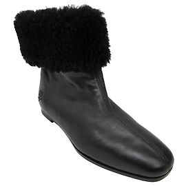 Botas de tornozelo de couro preto com acabamento em shearling Mansur Gavriel Preto