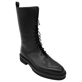 Khaite Black Leather Combat Boots Black