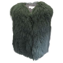 Michael Kors Collection Teal Shearling Lamb Fur Vest Green
