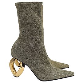 Botas de tobillo de punto con cadena JW Anderson en poliamida dorada Dorado