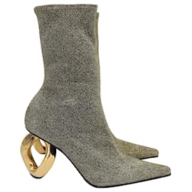 JW Anderson-JW Anderson Chain Knit Ankle Boots in Gold Polyamide-Golden