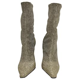 JW Anderson-JW Anderson Chain Knit Ankle Boots in Gold Polyamide-Golden