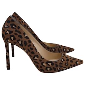 Jimmy Choo-Jimmy Choo Romy 100 High Heel Leopard Print Pumps in Brown Pony Hair-Brown