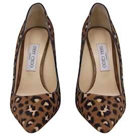 Jimmy Choo-Jimmy Choo Romy 100 High Heel Leopard Print Pumps in Brown Pony Hair-Brown