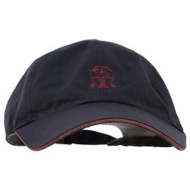 Brunello Cucinelli Embroidered Crest Cap in Navy Blue Polyester Navy blue