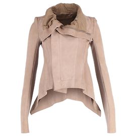 Rick Owens Fitted Biker Jacket in Beige Suede Beige