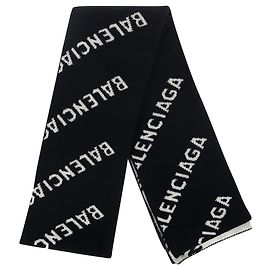 Sciarpa Balenciaga con logo allover in lana nera Altro