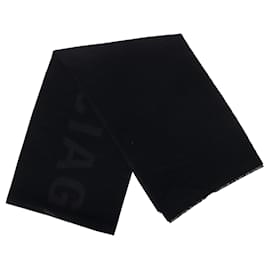 Balenciaga-Cachecol com logo Balenciaga em lã preta-Preto