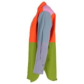 JW Anderson-JW Anderson Contrast-Panel Oversized-Fit Twill Shirt in Multicolor Cotton-Other