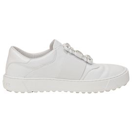 Baskets Very Strass à Boucle Roger Vivier en Cuir Blanc Blanc