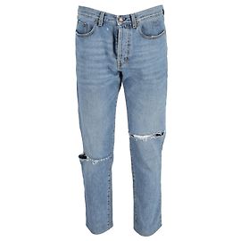 Saint Laurent Distressed Jeans in Light Blue Cotton Blue Light blue