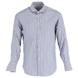 Camicia a righe Brunello Cucinelli blu in cotone azzurro Blu Blu chiaro