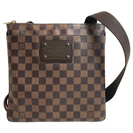 Borsa a spalla Louis Vuitton Damier Pochette Plat Brooklyn N41100 Marrone