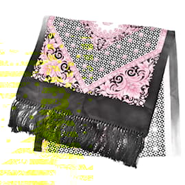 Versace-Versace Reversible Silk Wool Scarf Black/Gold-Other