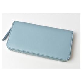 Tod's-Tod's Leather Long Wallet Light Blue-Blue