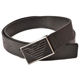 Emporio Armani Embossed Leather Belt Black