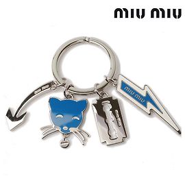 Portachiavi Miu Miu Cat 5AP703 Blu Argento Blu