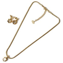 Conjunto de colar/brincos vintage Christian Dior com strass, dourado Dourado