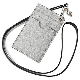Alexander McQueen Lederkartenetui mit Halsband Silber