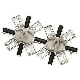 Chanel Metall Strass Brosche 05A Schwarz