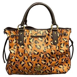 MCM Leopard Print Tote Bag Brown