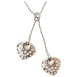 Collana Doppio Cuore Salvatore Ferragamo con Strass Argento