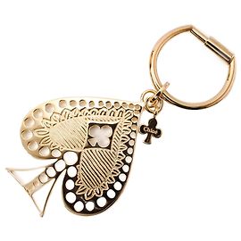 Chloé Chloe Key Holder/Key Ring Spade Motif Light Gold Golden